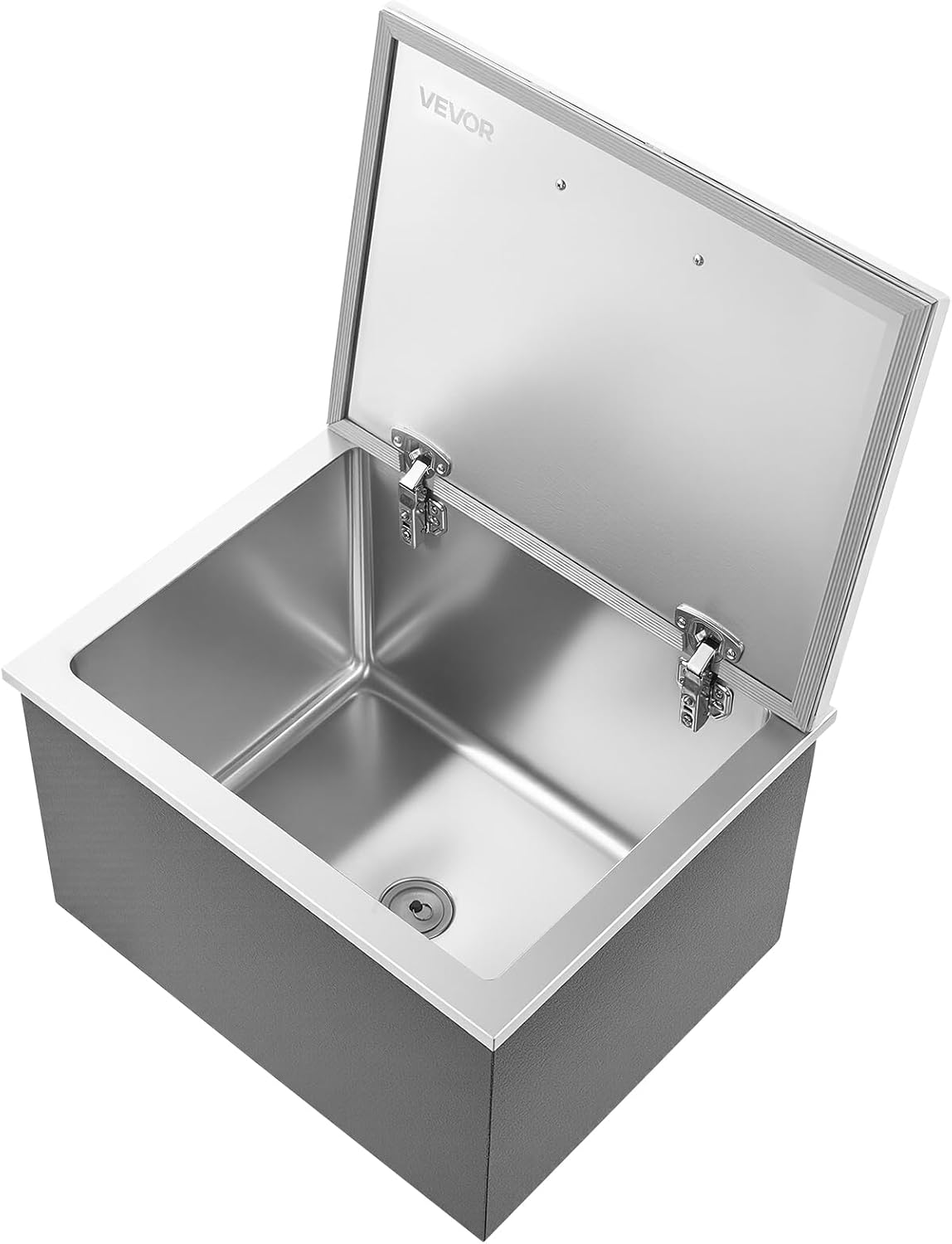 VEVOR Drop in Ice Chest, Stainless Steel Drop in Cooler, Commercial Ice Bin with Lid for Outdoor Kitchen Patio Bar, Drain-Pipe Set Included, Cooling Bins with Cover for Cold Wine Beer