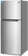 BLACK+DECKER 10 Cu. Ft. Top Mount Refrigerator with Freezer, 2 Door Refrigerator with Top Freezer and Adjustable Temperature Control,ENERGY STAR, BR1000HS, Stainless Steel Look