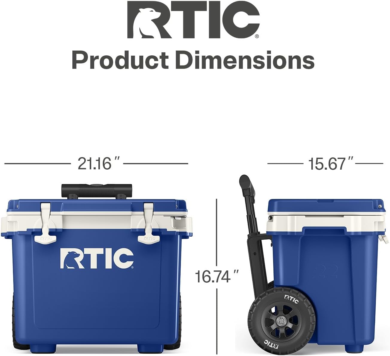 RTIC 22 QT Ultra-Light Wheeled Cooler with Handle, Hard Insulated Portable Ice Chest Box for Beach, Drink, Beverage, Camping, Picnic, Fishing, Boat, Barbecue