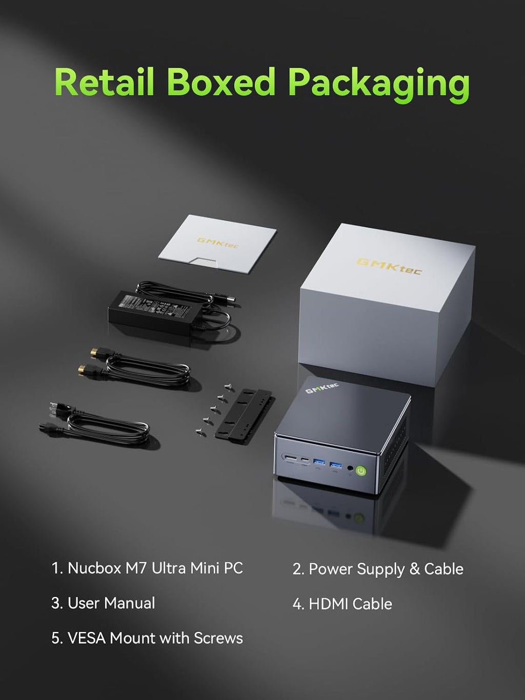 GMKtec Mini PC Gaming, M7 Ultra Ryzen 7 PRO 6850U 16GB DDR5 RAM + 512GB Hard Drive PCle SSD Oculink Dual NIC LAN 2.5G Desktop Computer, Dual USB4, HDMI 2.1, USB-C M7 Ultra 16+512