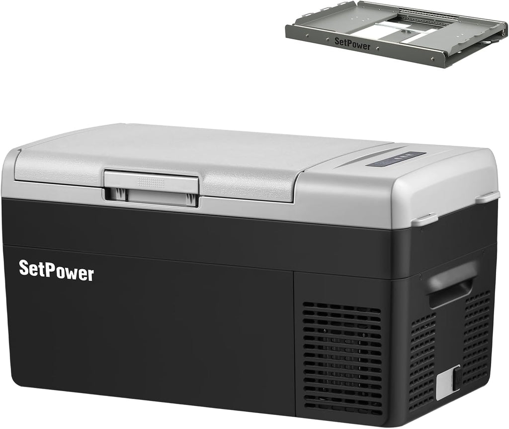 Setpower FC20 12V Refrigerator with Slide, 21Quart Car Refrigerator,Portable Car Fridge,Portable Freezer,Electric Coolers for Vehicles ac/dc,12 Volt Car Cooler for Van,Truck,RV,SUV