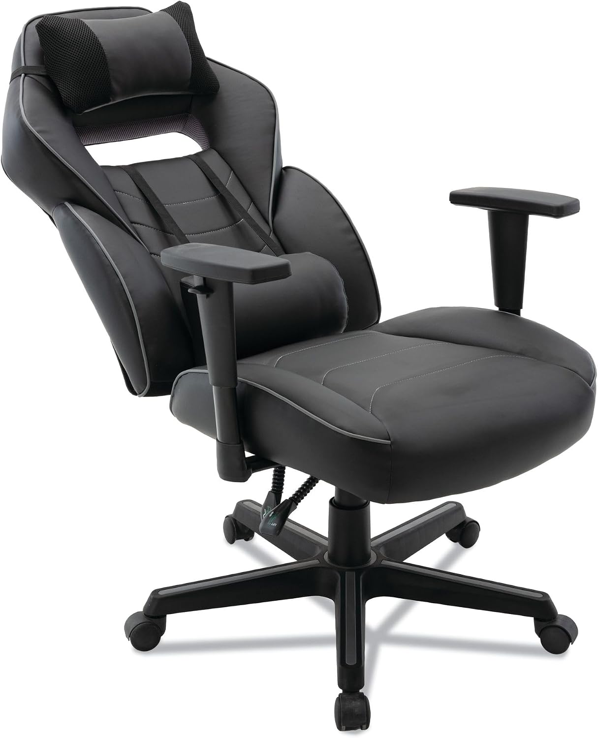 Alera Racing Style Ergonomic Gaming Chair, Supports 275 Lb, 15.91' to 19.8' Seat Height, Black/Gray Trim Seat/Back, Black/Gray Base
