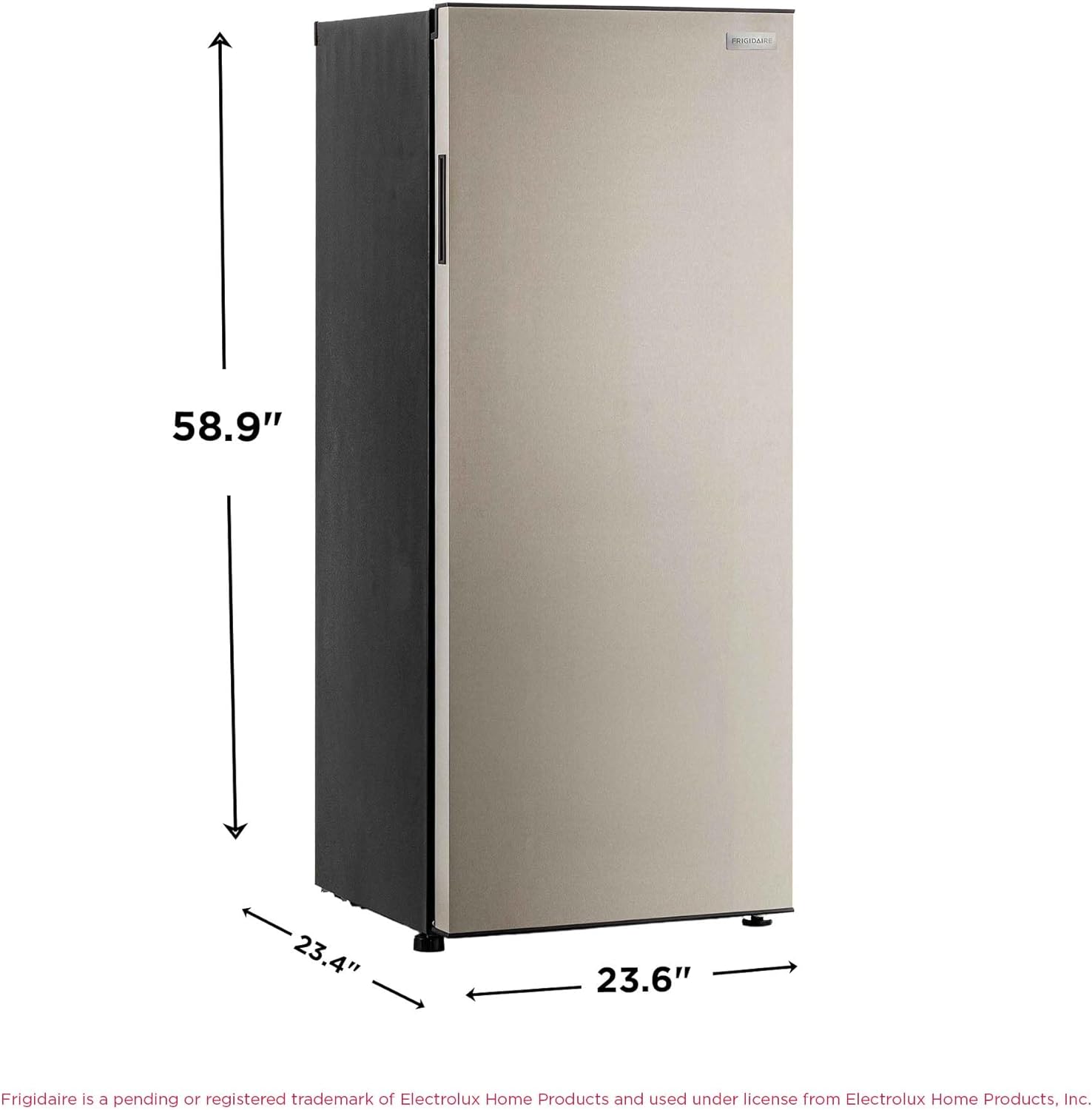 Frigidaire 10 Cu. Ft. Upright Convertible Fridge/Freezer, Reversible Door, Removable Glass Shelves, Adjustable Controls, Platinum Finish
