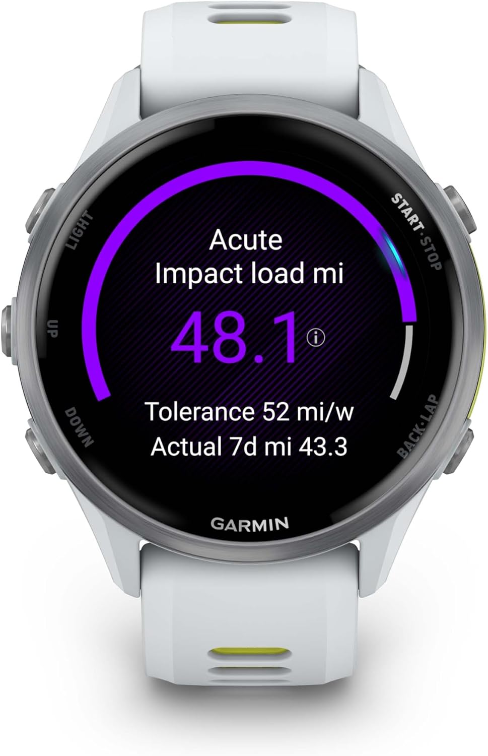 Wearable4U Garmin Forerunner 970 Titanium Smartwatch with Whitestone Case and Whitestone/Translucent Amp Yellow Band, AMOLED Display Black Earbuds Bundle