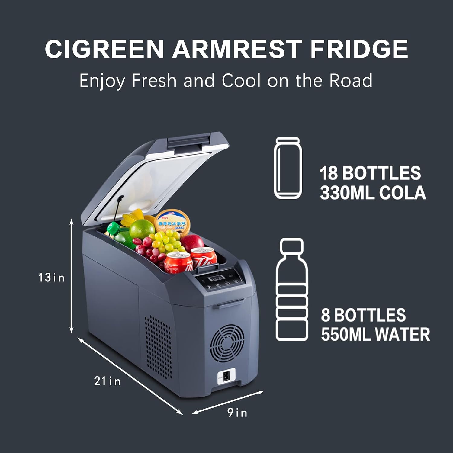 Portable Fridge Freezer Portable Refrigerator for Car 12V Refrigerator Car Cooler Compressor Cooling -0.4℉~50℉ Home and Car Use (15QT, 15L)