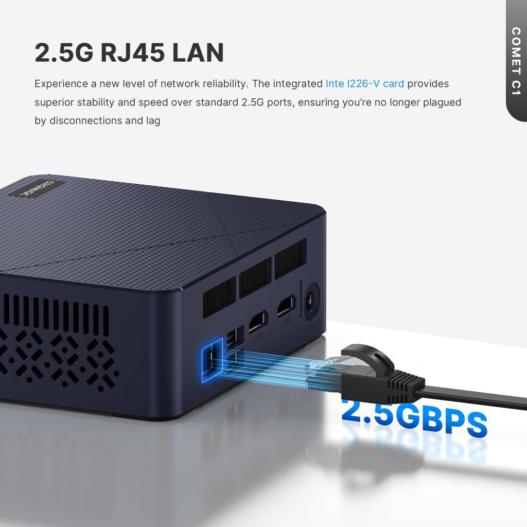 N97 Mini Desktop PC, 16GB RAM 512GB PCIe SSD Mini PC 2.5G LAN (I226V), Dual HDMI, 4K Triple Display, Full Function USB Type-C, Wi-Fi 5, USB 3.2, BT 5.0,Office/Home Use