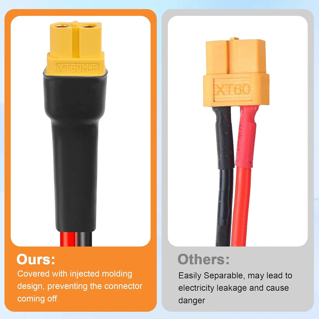 10AWG 75FT XT60 Solar Extension Cable 2 3 6 10 15 20 25 35 40 50 75 100FT XT60 Solar Extension Connector Adapter Thicker Cable Female to Male for Portable Power Station Solar Panel RC LiFePO4 Battery