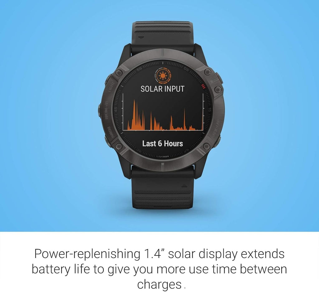 Garmin Fenix 6S Pro, Premium Multisport GPS Watch, Smaller-Sized, features Mapping, Music, Grade-Adjusted Pace Guidance and Pulse Ox Sensors, Black (Renewed)