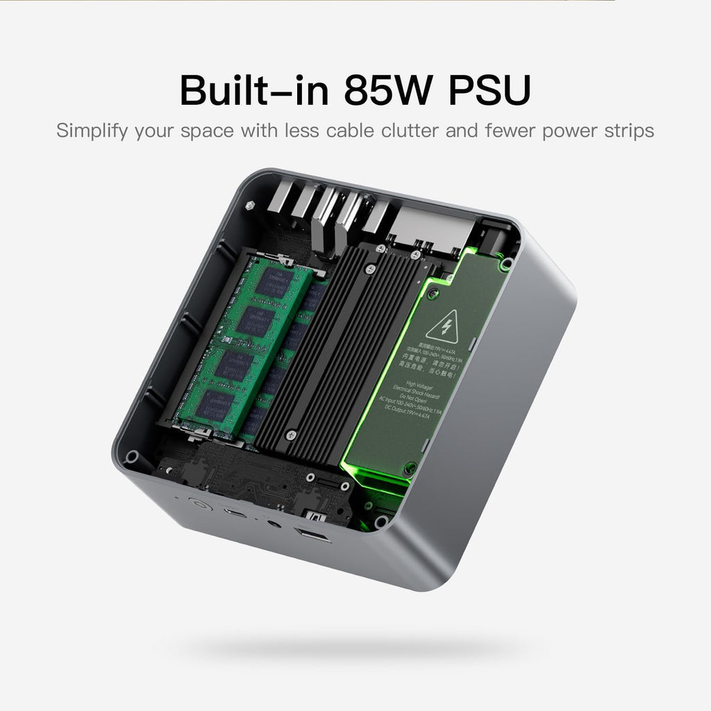 Beelink EQR5 Mini PC W11 Pro, AMD Ryzen 5 5625U(6C/12T up to 4.3GHz), 16GB DDR4 500GB PCle 3.0 NVME SSD, WIFI6+BT5.2+1000M LAN*2, Radeon 7 core 1800 MHz Built in PSU Dual Display Mini PC Computer