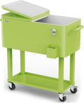 VINGLI Rolling Ice Chest, Portable Patio Party Bar Drink Cooler Cart, with Shelf, Beverage Pool with Bottle Opener