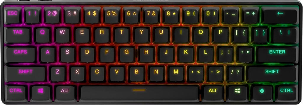 SteelSeries Apex Pro Mini Wireless Mechanical Gaming Keyboard - World's Fastest with Adjustable Actuation, Compact 60% Form Factor, RGB, PBT Keycaps, Bluetooth 5.0, 2.4GHz, USB-C