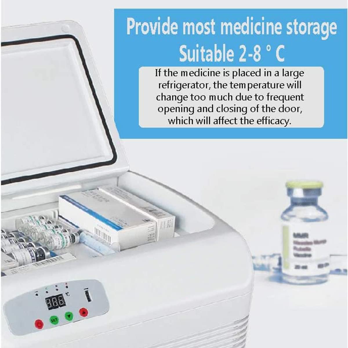 Insulin Cool Box, Portable Medication Refrigerator Medical Cool Bag Cooler, Large Capacity Cooler Electric Travel Box for Travel, Household, Medicinal Storage