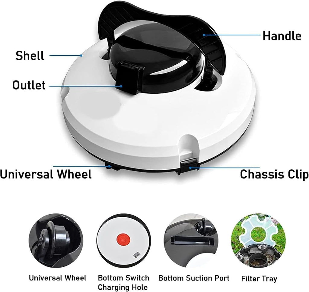 Cordless Robotic Pool Cleaner, Intelligent Cordless Pool Cleaners, Wall Climbing Pool Cleaning Robot, for Above Ground & In-Ground Pools, Fully Automatic Pool Vacuum Cleaner,White