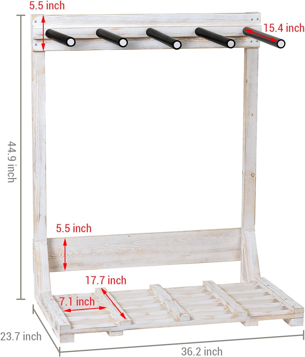 MyGift 4-Ft Tall Rustic Burnt Wood Freestanding Vertical Surfboard Rack, Wakeboard SUP Paddleboard Storage Rack - Holds up to 4 Boards