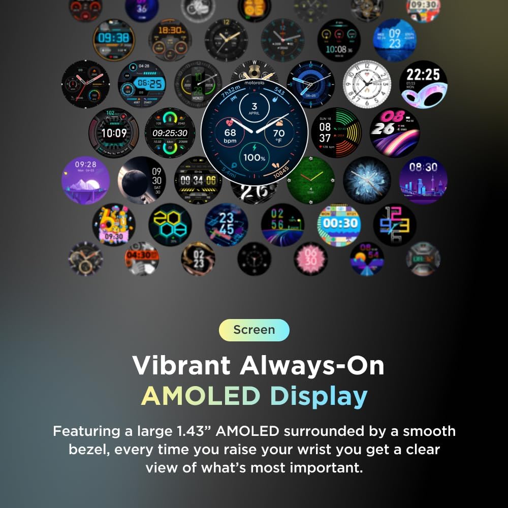 Motorola Moto Watch 120 - Premium Bluetooth Smartwatch with AMOLED Display, 10-Day Battery, Heart Rate & SpO2 Tracking, Fitness & Health Monitoring, Compatible with Android and iPhone - Rose Gold
