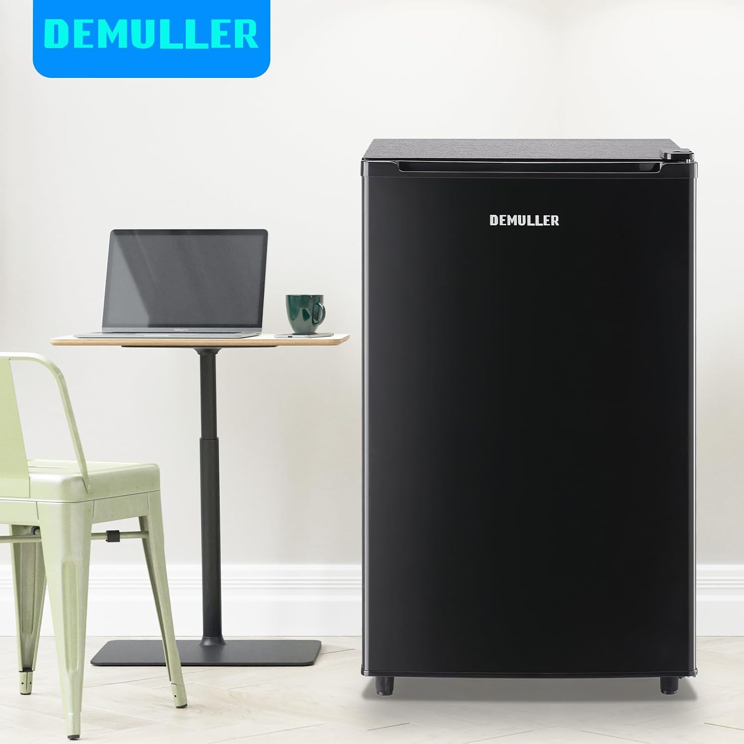 DEMULLER 3.2 Cu.Ft Upright Freezer with 7 Adjustable Thermostat Stand-up Single Door Compact Freezers with Rapid Cooling Technology for Home Kitchen Dorm Black