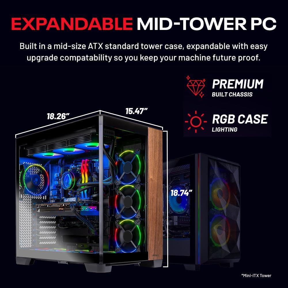 Skytech Gaming Prism 4 Desktop PC, Ryzen 9 9900X3D 4.4 GHz (5.5GHz), AMD RX 9070XT 16GB, X670 Board, 2TB Gen4 NVMe SSD, 32GB DDR5 RAM 6000 RGB, 1000W Gold PSU, 360mm ARGB AIO, Wi-Fi, Win 11