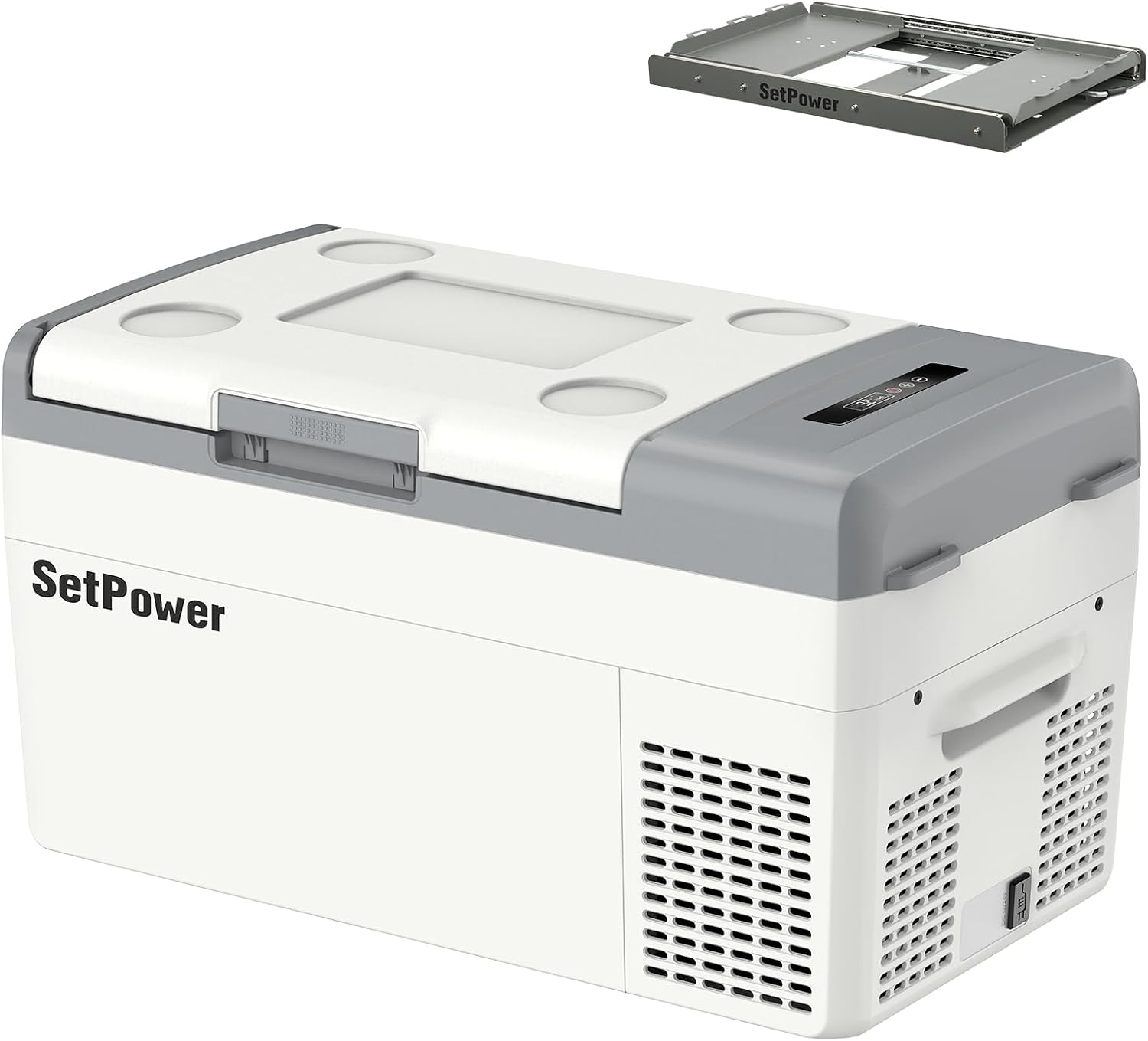 Setpower 20L/21QT Portable Car Refrigerator 12V/24V DC & 110/240V AC Electric Cooler and Freezer for Truck, RV, SUV, Van, Camping, and Travel (White)