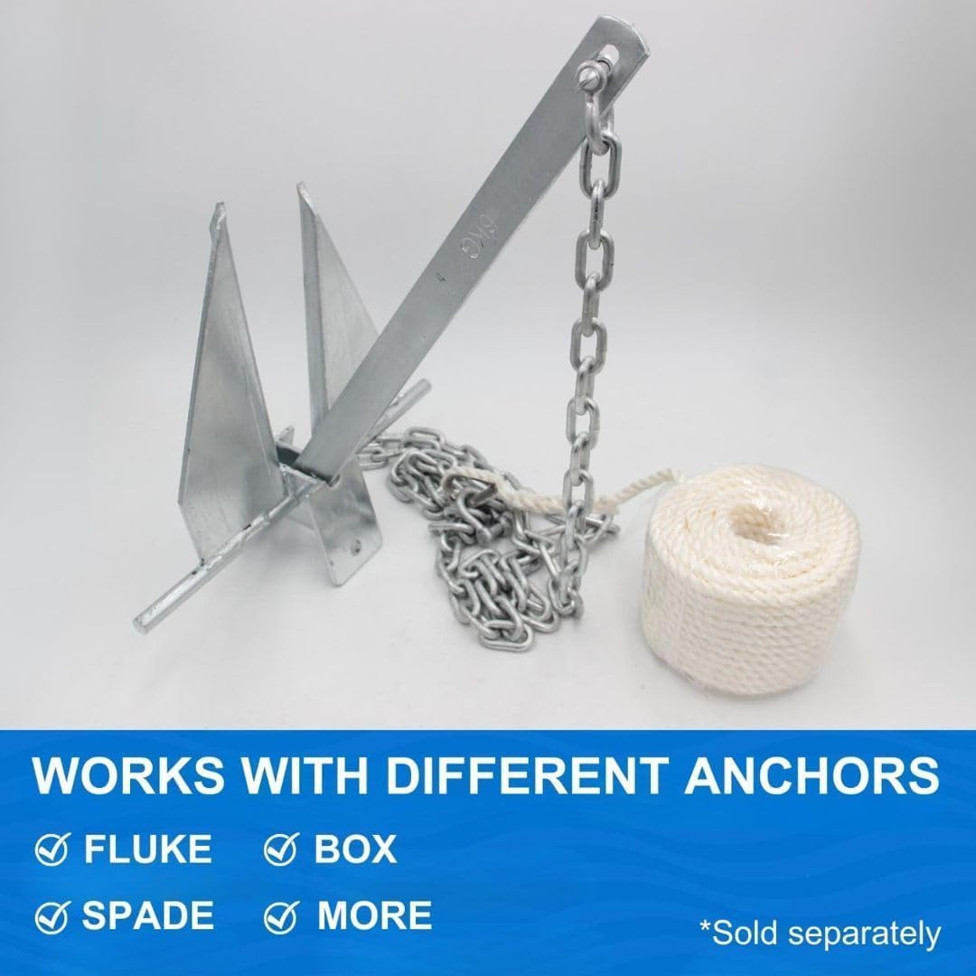 Anchor-Man Premium Boat Anchor Kit, Fluke Style Small Boat Anchor Kit, Includes Sea Anchor Chain, Anchor Rope & Free Anchor Storage Bag