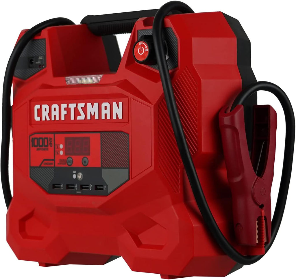 CRAFTSMAN 1000A Car Battery Jump Starter and Portable Power Station, 3-in-1 Solution, 12V DC and 2.4A USB Charging, for 12V Automotive, Marine, and Power Sport Batteries, CMXCESM281