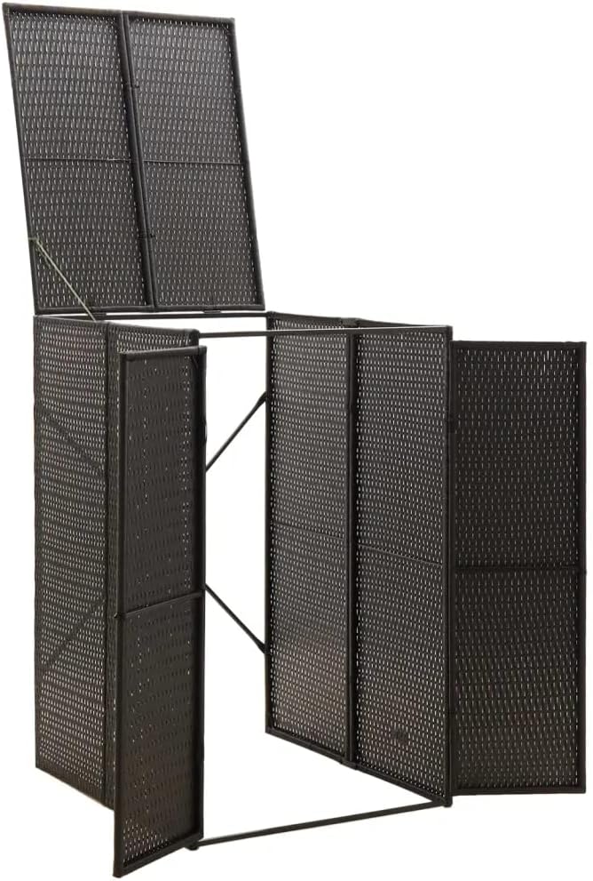 vidaXL Single Wheelie Bin Shed Black 27.6'x31.5'x46.1' Poly Rattan