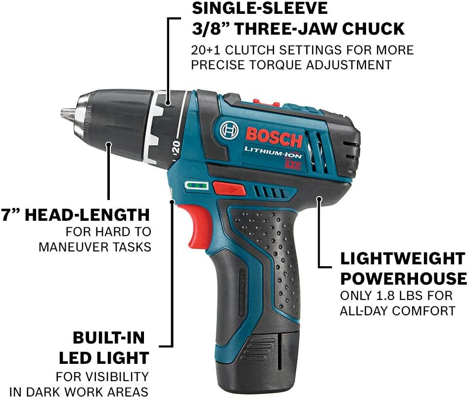 Bosch 12V Max Cordless 2-Tool Combo Kit with Drill/Driver and Impact Driver (CLPK22-120)