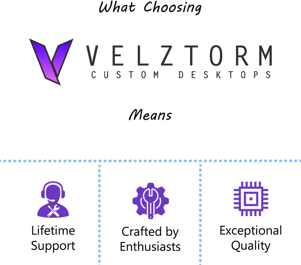 Velztorm Mini Pilum Custom Built Gaming Desktop PC (AMD Ryzen 7 5700X, GeForce RTX 5060, 32GB DDR4, 1TB PCIe SSD, 120mm AIO, 750W PSU, WiFi 4, RJ-45, HDMI, Win 11 Pro)
