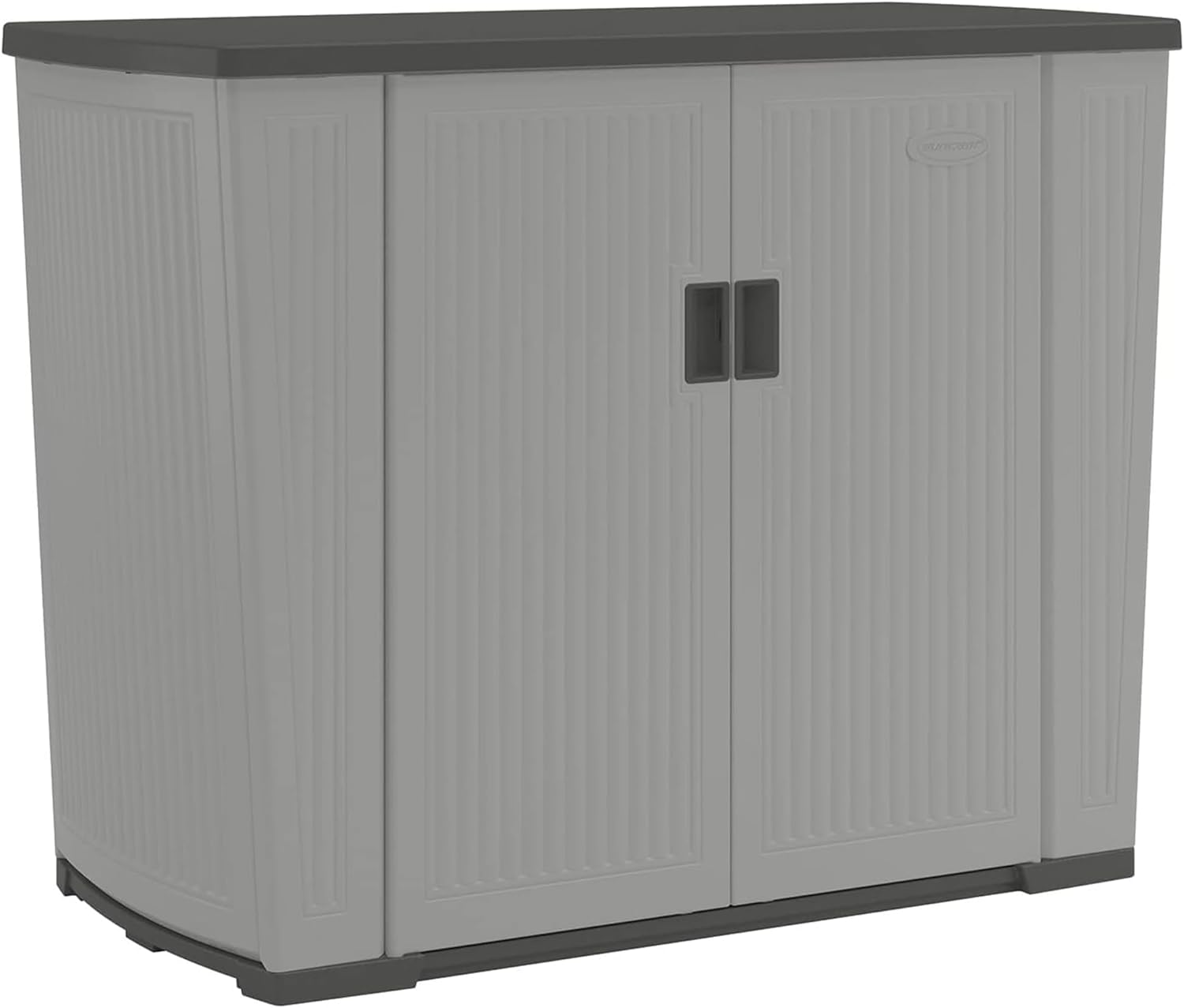 Suncast 130 Gallon Backyard Storage Shed Bundle with 31 Gallon East Oak Waterproof Deck Box for Outdoor Storage