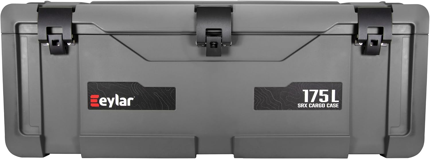 SRX-175 Overlanding Cargo Case – 175L Waterproof Storage Box for Camping, Off-Road & Truck Bed Gear – Heavy-Duty Lockable Storage with Gas Strut Lid, Stackable Design & Interior Organizer Tray (Gray)