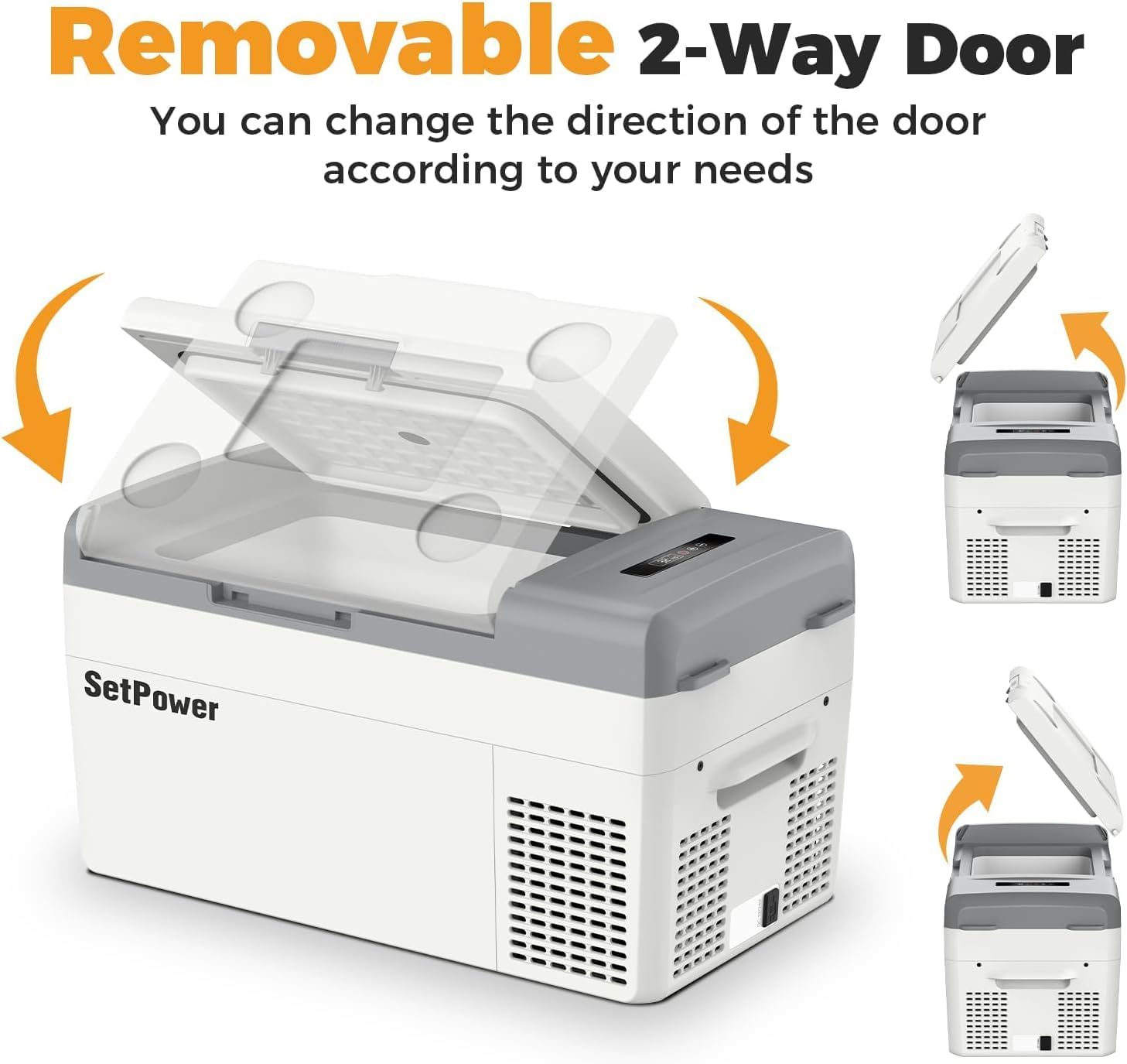 Setpower 20L/21QT Portable Car Refrigerator 12V/24V DC & 110/240V AC Electric Cooler and Freezer for Truck, RV, SUV, Van, Camping, and Travel (White)