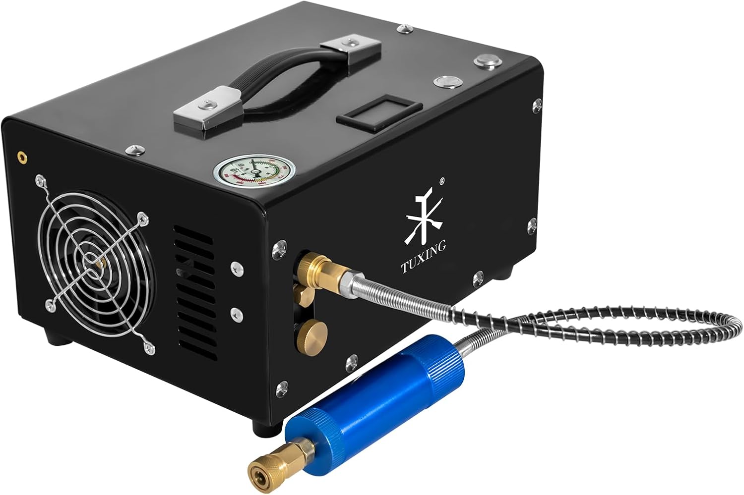 TUXING PCP Air Compressor 4500Psi, 30Mpa Portable PCP Airgun Compressor with External Converter, Powered by 12V Car DC or Home 110V AC, for Air Gun and Paintball/Scuba Tank