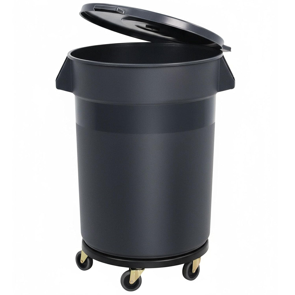 32 Gallon Trash Can with Wheels and Lid, Multi-Purpose Outdoor Container for Yard Waste, Water Storage, Garage Organization, Detachable Rolling Base