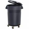32 Gallon Trash Can with Wheels and Lid, Multi-Purpose Outdoor Container for Yard Waste, Water Storage, Garage Organization, Detachable Rolling Base