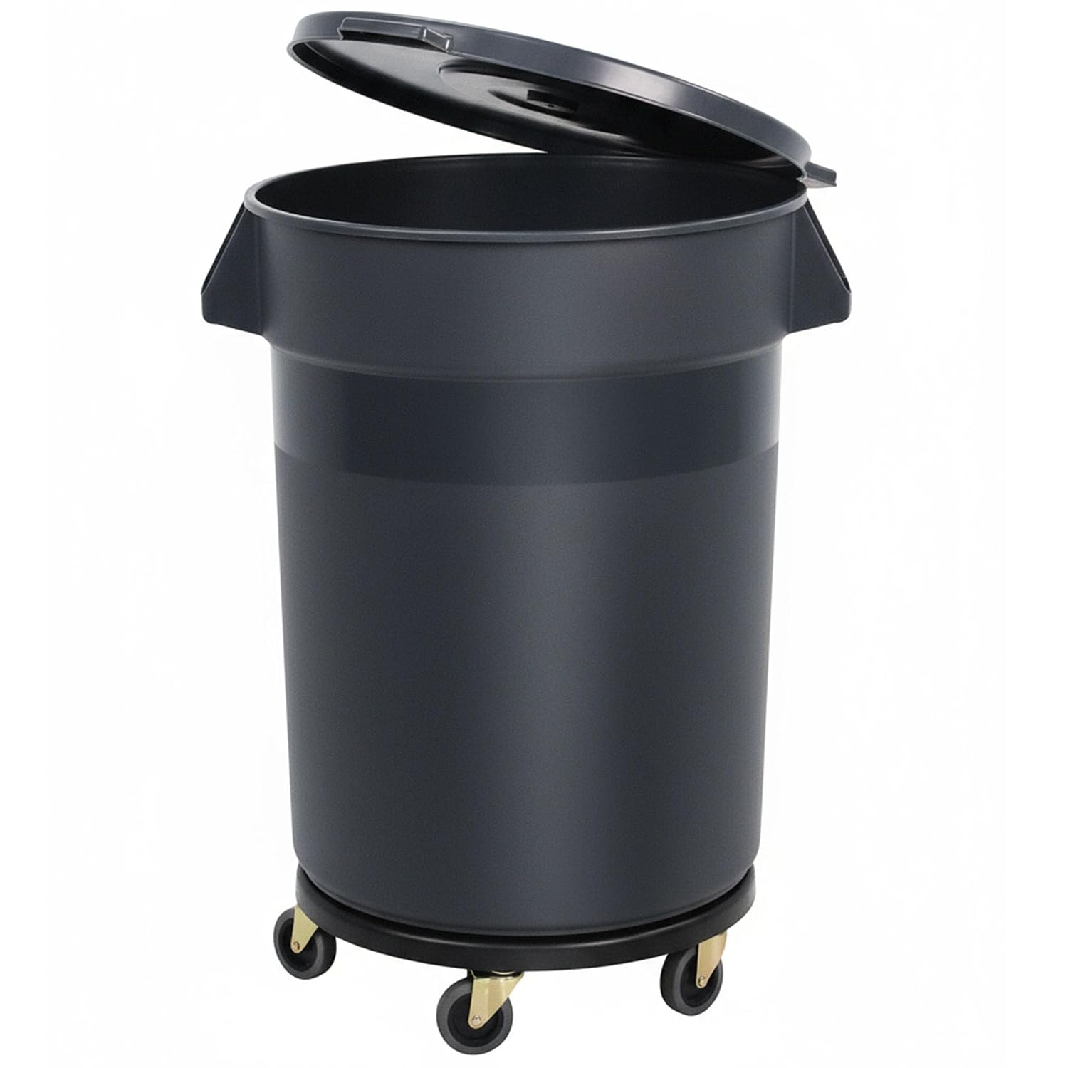 32 Gallon Trash Can with Wheels and Lid, Multi-Purpose Outdoor Container for Yard Waste, Water Storage, Garage Organization, Detachable Rolling Base