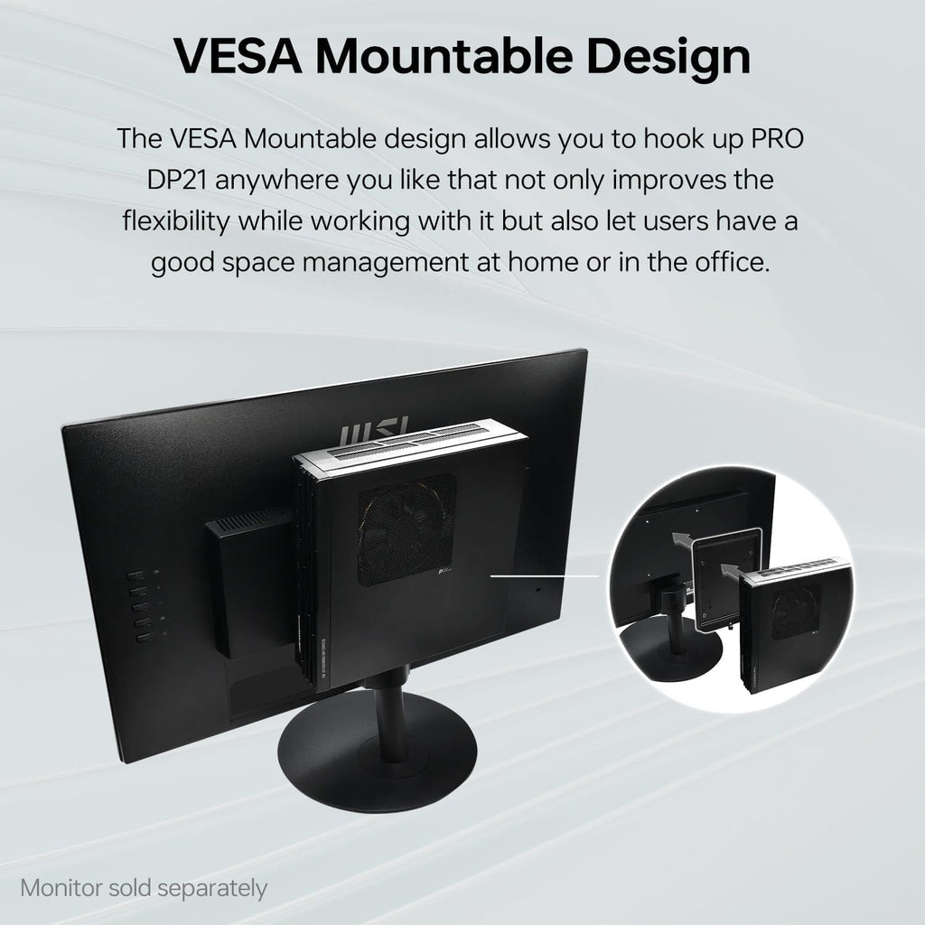 msi PRO DP21 Mini Desktop Computer | 13th Gen Intel 4-Core Processor | 8GB RAM | 512GB SSD | 2-Monitor Support 4K | HDMI | RJ-45 | Wi-Fi | Wired Keyboard & Mouse | Windows 11 Pro | Black