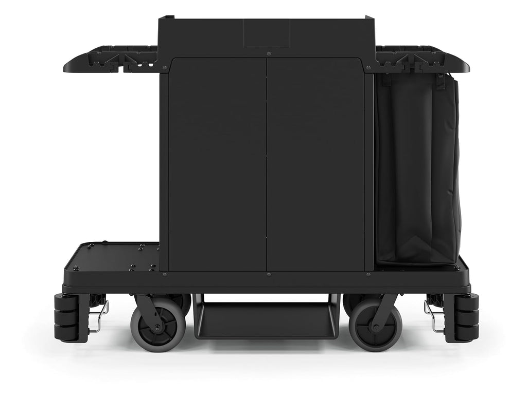 Suncast Commercial Standard Housekeeping Cart with Hanging Bag, Integrated Cleaning Tool Storage, 4-Tier Design, 56' Height x 22' Width, Made in The USA