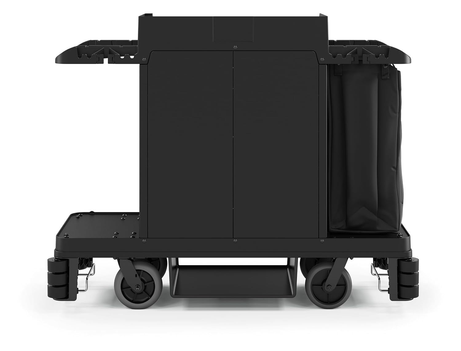 Suncast Commercial Standard Housekeeping Cart with Hanging Bag, Integrated Cleaning Tool Storage, 4-Tier Design, 56' Height x 22' Width, Made in The USA