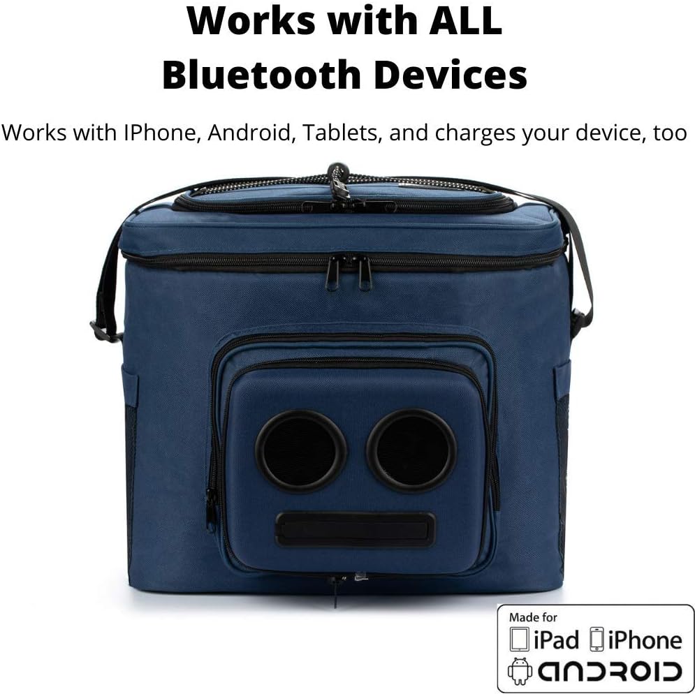 The #1 Cooler with Speakers on Amazon. 20-Watt Bluetooth Speakers for Parties/Festivals/Boat/Beach. Rechargeable, Works with iPhone & Android (Blue)
