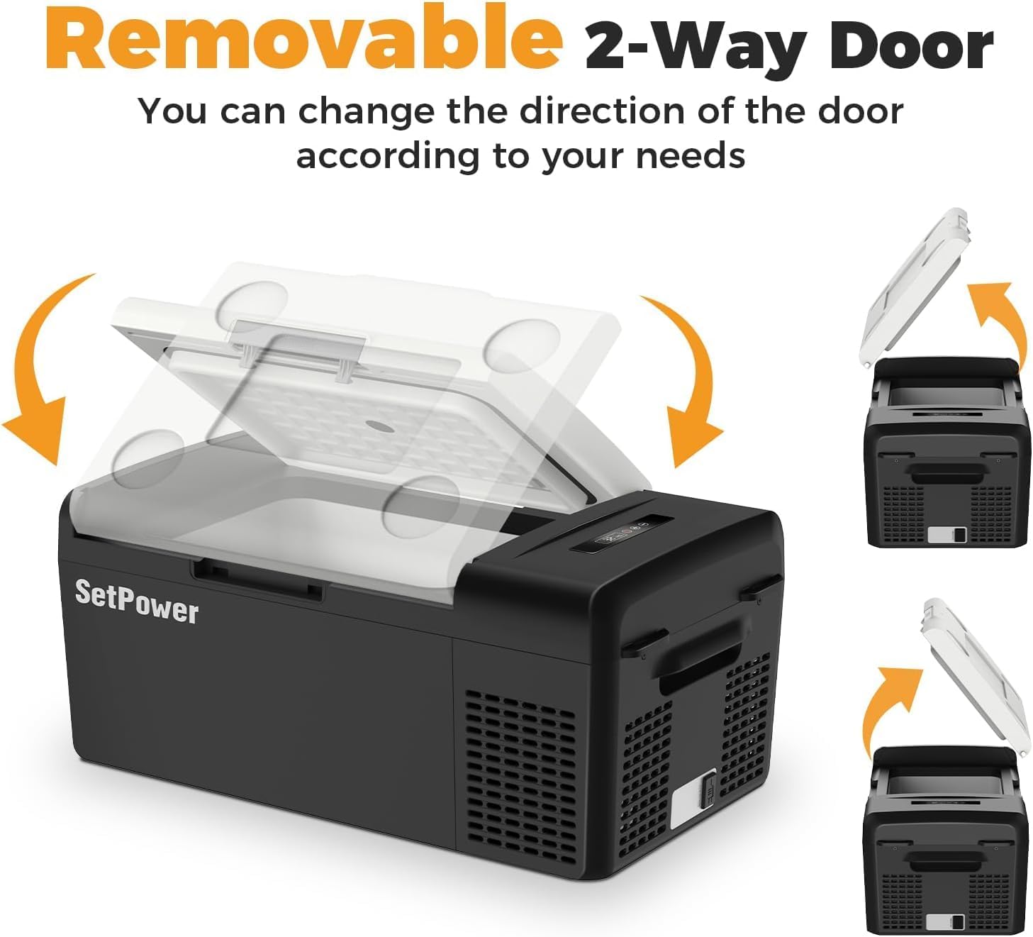 Setpower 15L/15.8QT Portable Car Refrigerator With Slide, 12V/24V DC, Electric Cooler and Freezer for Trucks, RVs, Camping, and Road Trips (Black)