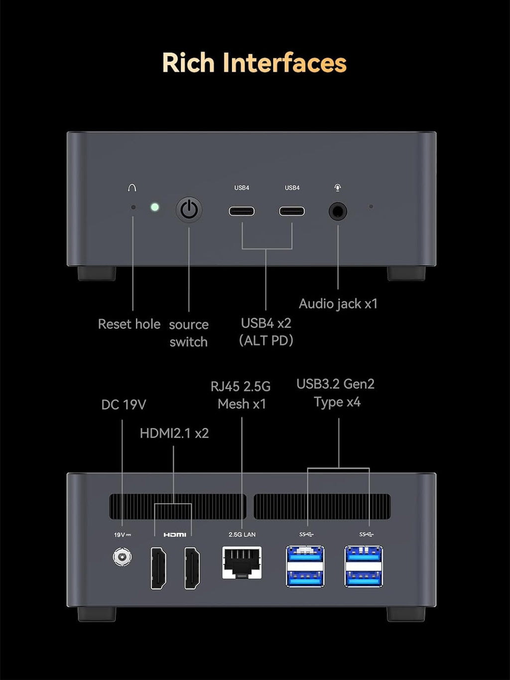 MINISFORUM Venus Series UM790 Pro Mini PC AMD Ryzen 9 7940HS(8C/16T, up to 5.2GHz) 32GB DDR5 1TB PCIe4.0 SSD Micro PC, 2xUSB4(DP|8K)/ 2xHDMI(4K)/ BT5.2/ 4xUSB3.2 Mini Tower PC