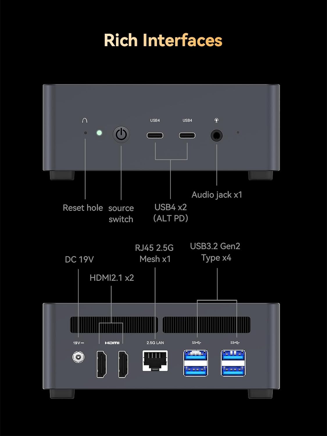 MINISFORUM Venus Series UM790 Pro Mini PC AMD Ryzen 9 7940HS(8C/16T, up to 5.2GHz) No RAM No SSD Micro PC, 2xUSB4(DP|8K)/ 2xHDMI(4K)/ BT5.2/ 4xUSB3.2 Mini PC