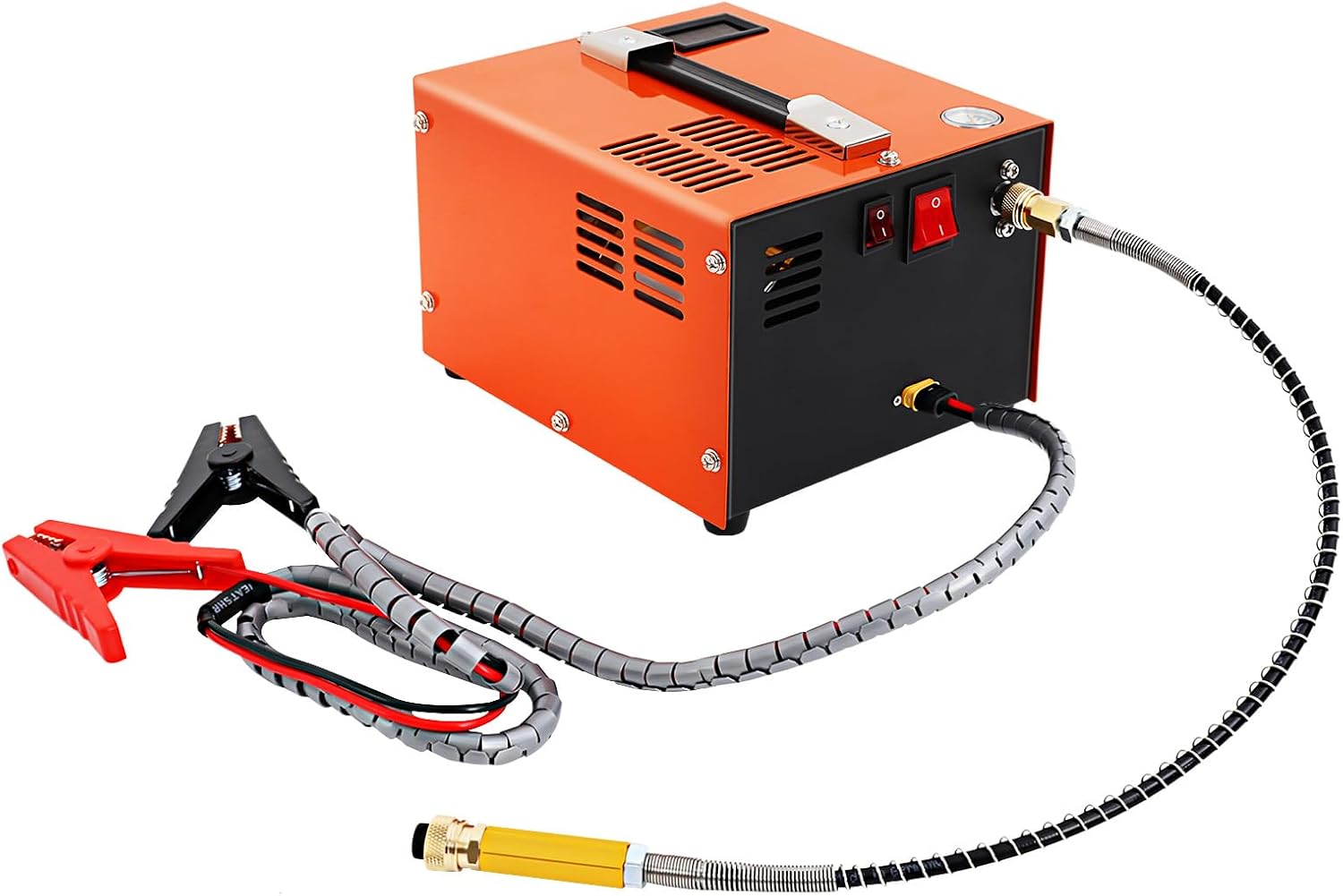 LOYALHEARTDY PCP Air Compressor 4500PSI/30Mpa High Pressure Air Compressor, 350W, Portable, Lightweight, Orange, With Built-in Cooling Fan, Auto Shutoff, For Paintball Airgun Rifle PCP Inflator