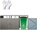 Outdoor Garbage Bin Storage Shed, Steel Trash Can Storage with Lockable Doors & Lids for 3 Trash Cans, Metal Garbage Can Hider for Outside Garden Yard Backyard Patio (3 Trash Can+Grey)