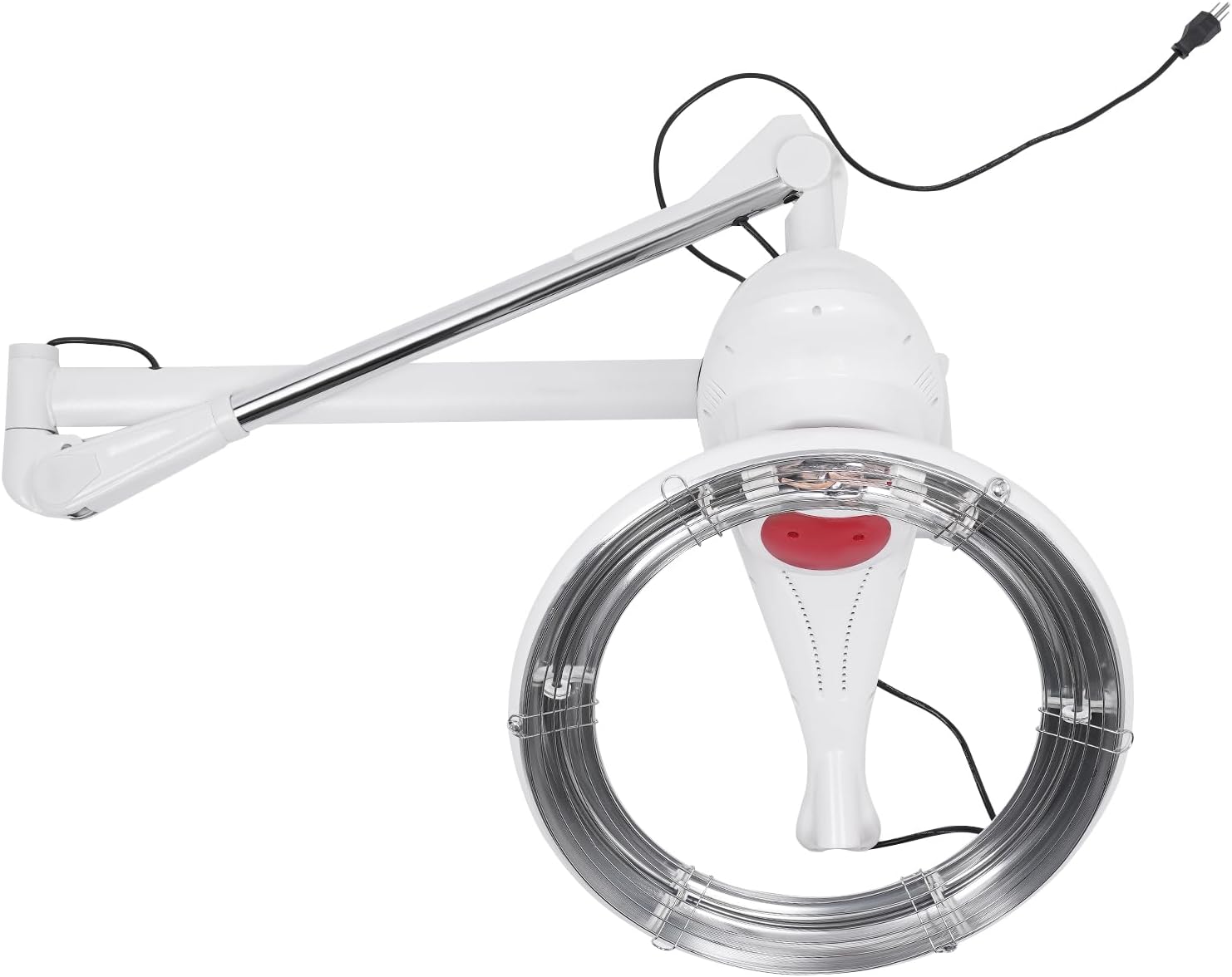 Hair Dryer 950W, 360 Degree Rotating Heating Ring, Wall Mount Orbiting Rotating Hair Treatment Machine, Salon Hair Perming Machine, 104-140℉ Styling Perming Dryer (White)