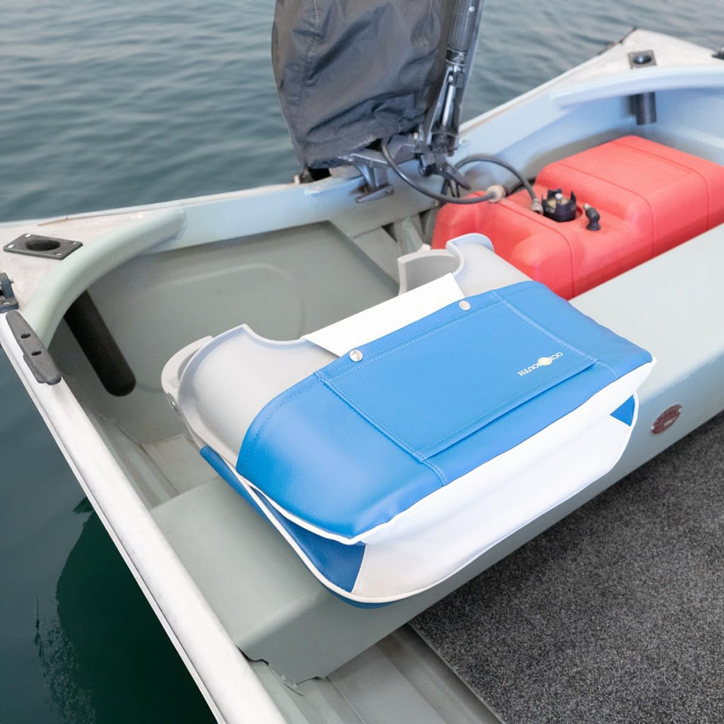 Oceansouth Skipper folding boat seat (Grey/White) seat boat fishing seats canoe with back support paddleboard kayak cushion covers waterproof cushions swivel bobber jon bass accessories mount base