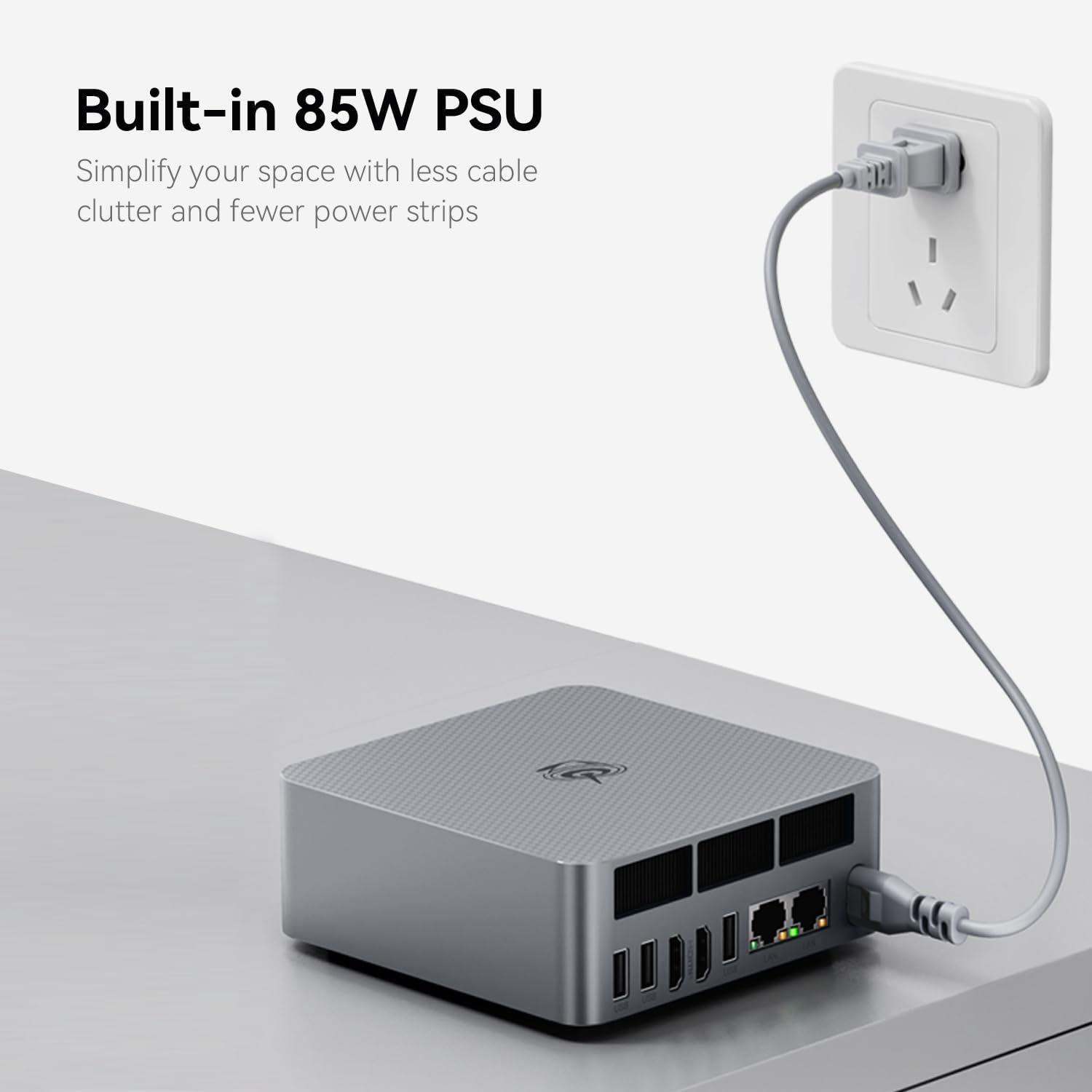 Beelink EQR7 Mini PC W11 Pro, AMD Ryzen 7 7735U (8C/16T up to 4.75 GHz), 16GB LPDDR5 500G PCle4.0x4 NVME SSD Graphics 12CUs 2200MHz, Built in PSU, 2*1000M LAN/ WiFi 6/ BT5.2/Dual Display Mini Computer