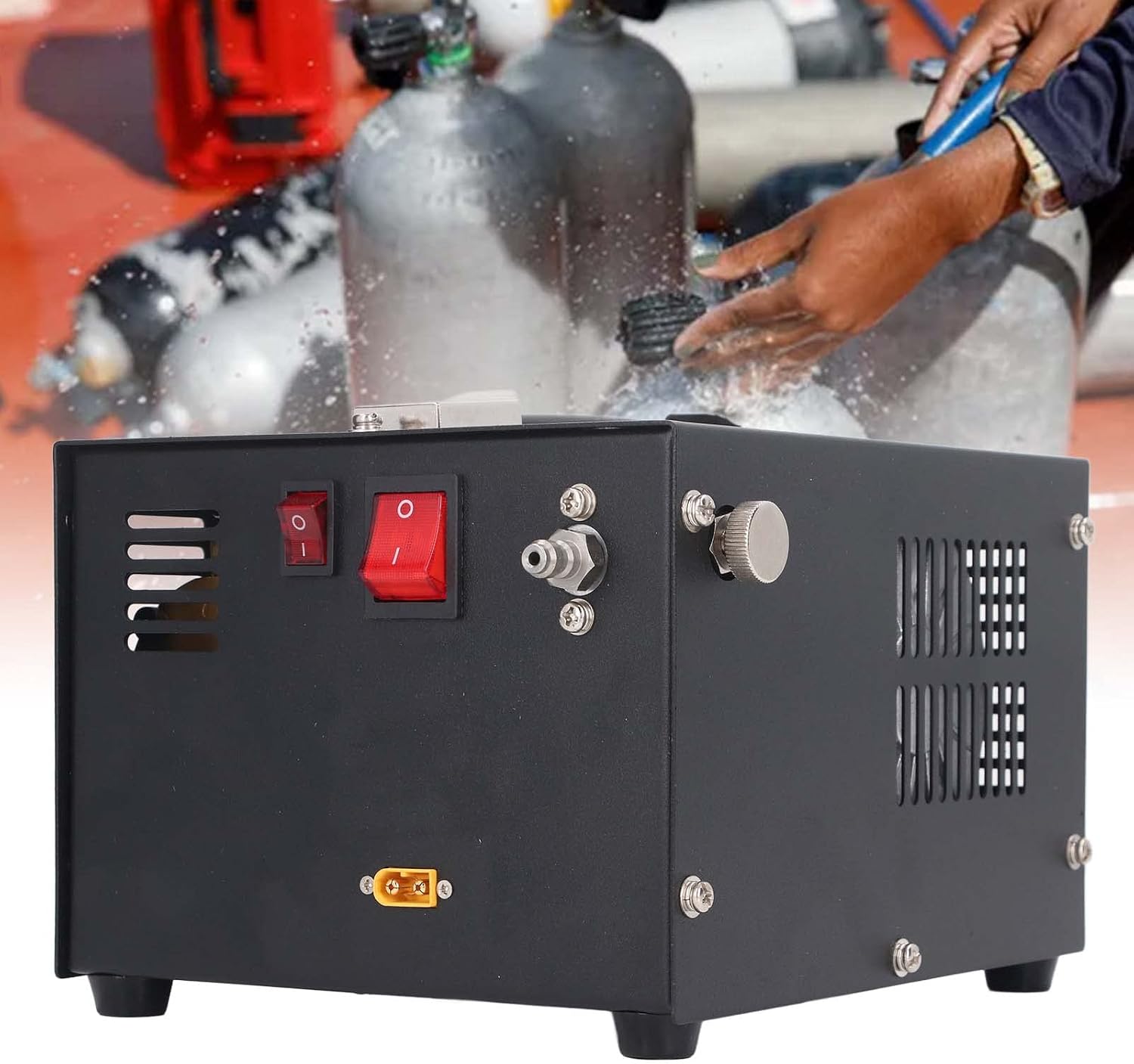 Portable Electric Air Compressor Pump Powerful 4500Psi 30Mpa Digital Display Auto Stop 110V 12V Compatibility with Diving Outdoor Paintball