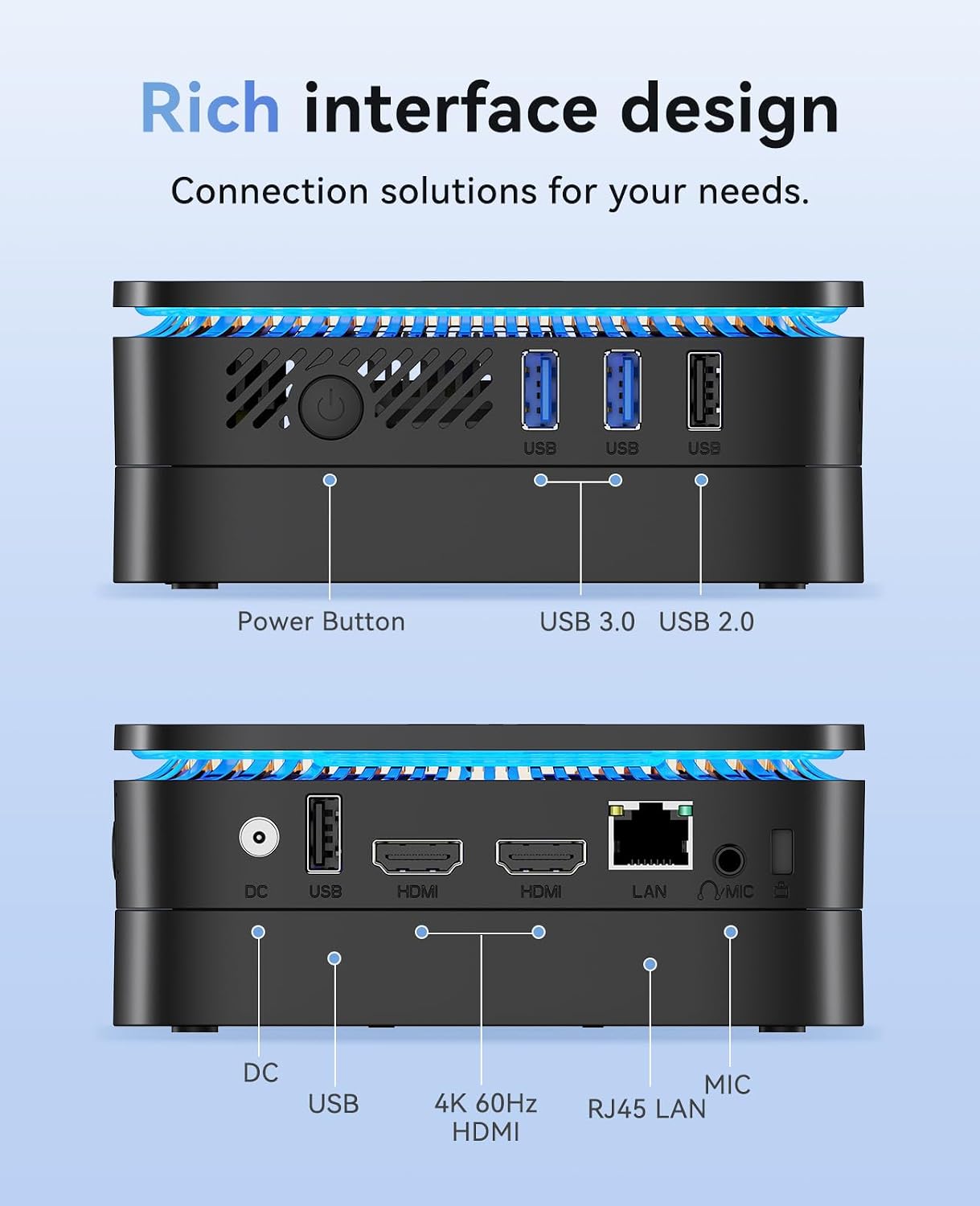 KAMRUI Mini PC with N100 Processor, 16GB DDR4 RAM 1TB M.2 SSD, Mini Computer with Ethernet, 2 HDMI, 4 USB-A, Small Computer WiFi, Bluetooth for Office, Home, Business