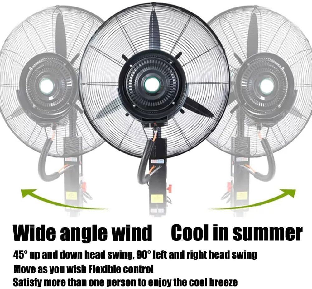 Misting Fan Portable 26' 30' Adjustable Oscillating Cooler with Wheels Industrial Mister Fans for Outside Patio, Standing Fan for with 11 Gallon/42L Water Tank, 3 Cooling Speeds(30in(750mm))