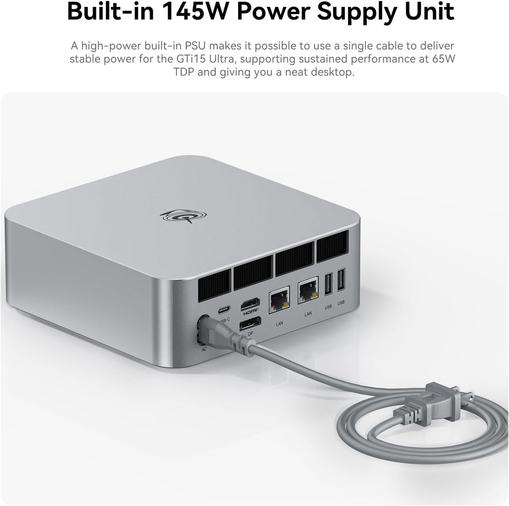 Beelink GTi15 Mini PC, Intel Ultra 9 285H (up to 5.4GHz) 16C/16T, Mini Computer 64GB DDR5 1TB PCIe4.0 SSD, Triple Display HDMI&DP/USB-C/WiFi7/BT5.4/NPU/4K 144Hz/Support AI/W-11 Pro